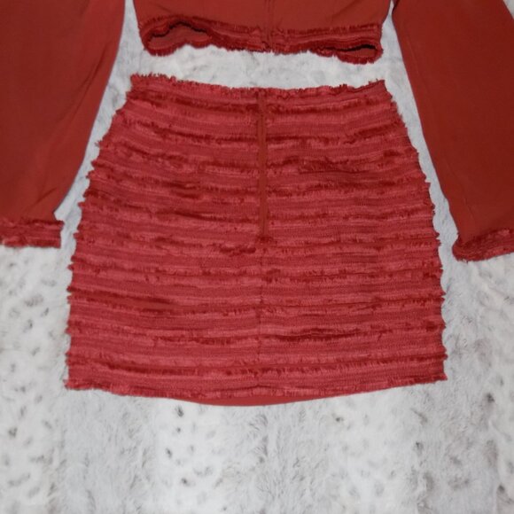 NWT Finders Keepers Orange Fringe Crop Top and Skirt Set - Picture 10 of 12